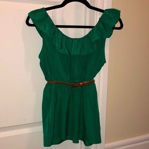 Ruffled green blouse